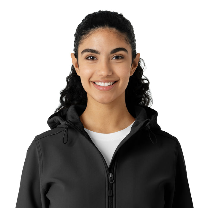Layers Women's Bonded Fleece Hoodie Black front detail