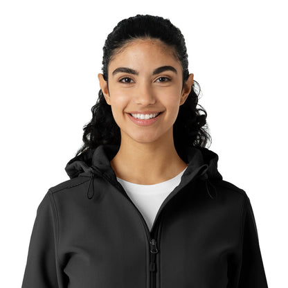 Layers Women's Bonded Fleece Hoodie Black front detail