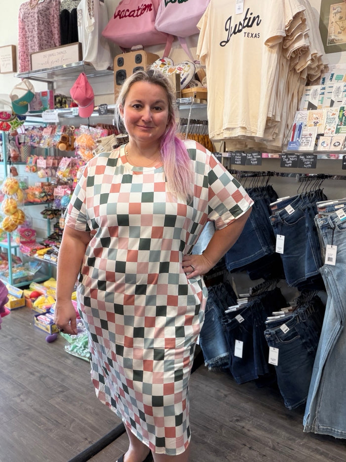 Checkered Dress with Pockets