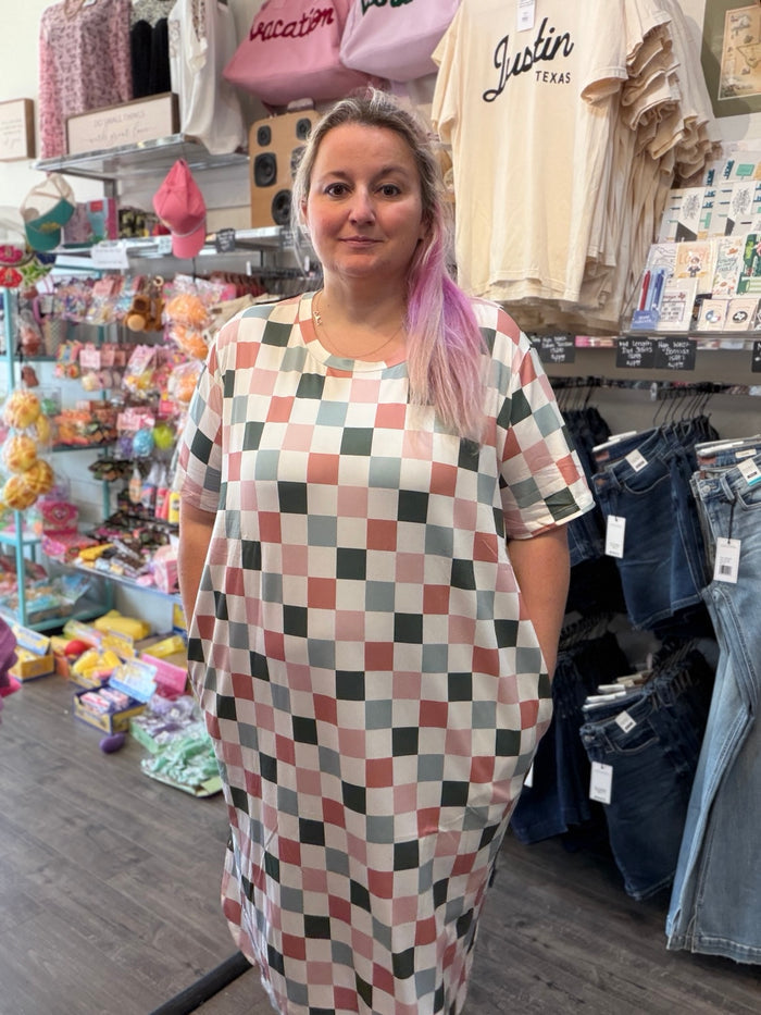 Checkered Dress with Pockets