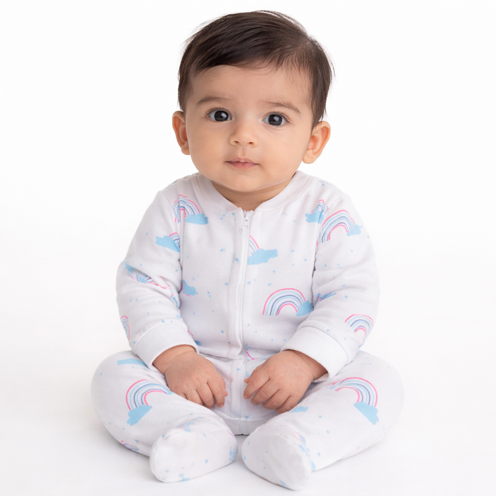 Cloud & Rainbow-Zipper- Long Sleeve- Summer Romper