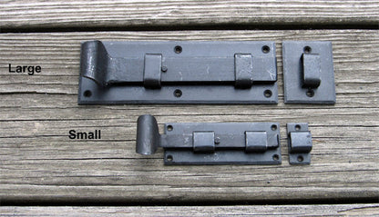 Colonial Surface Slide Bolt with curled handle - Wild West Hardware