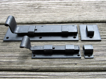 Colonial Surface Slide Bolt with curled handle - Wild West Hardware