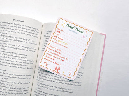 Coquette Novel Notes Book Review Card Set