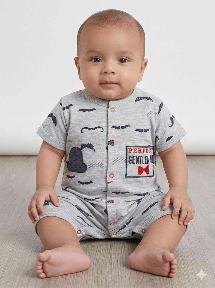 Daddy's Little man- Half Sleeve- Summer Romper Gray