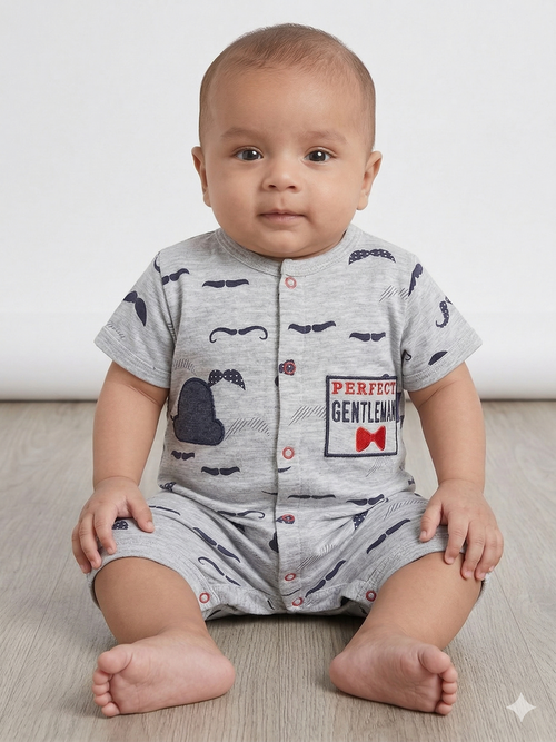 Daddy's Little man- Half Sleeve- Summer Romper Gray