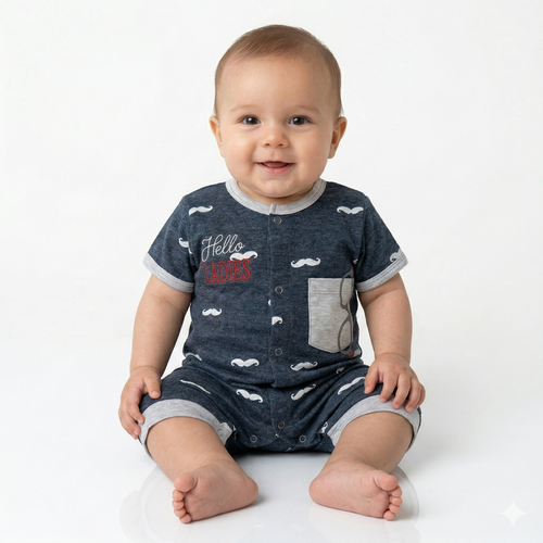 Daddy's Little man- Half Sleeve- Summer Romper Navy