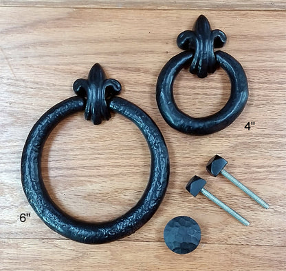 Door Knockers / Ring Pulls - Fluer de Lis styling (2 sizes) - Wild West Hardware