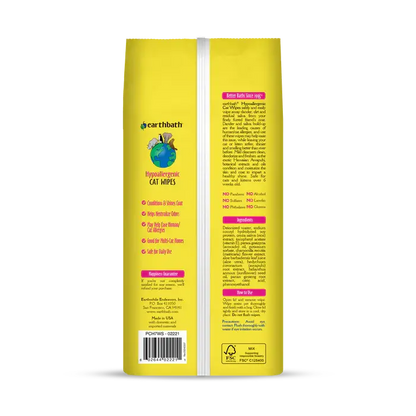 Earthbath Hypo-Allergenic Cat Grooming Wipes – 100 Count