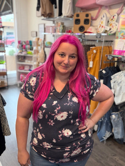 Floral Print VNeck