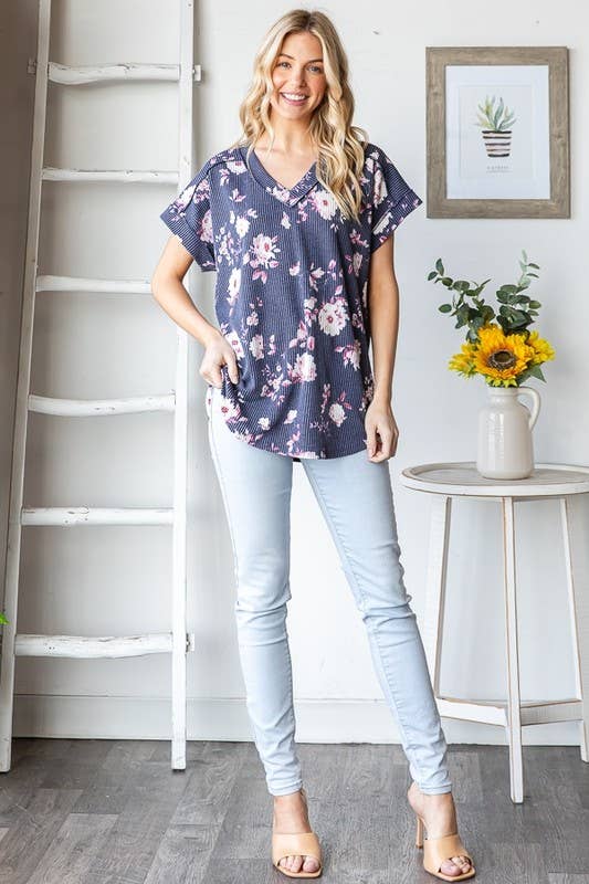 Floral Print VNeck
