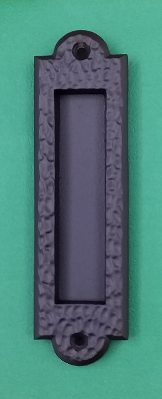 Flush Pull Handle, Finger Pull with Distressed, Pitted Look, Matte Bronze finish - Wild West Hardware
