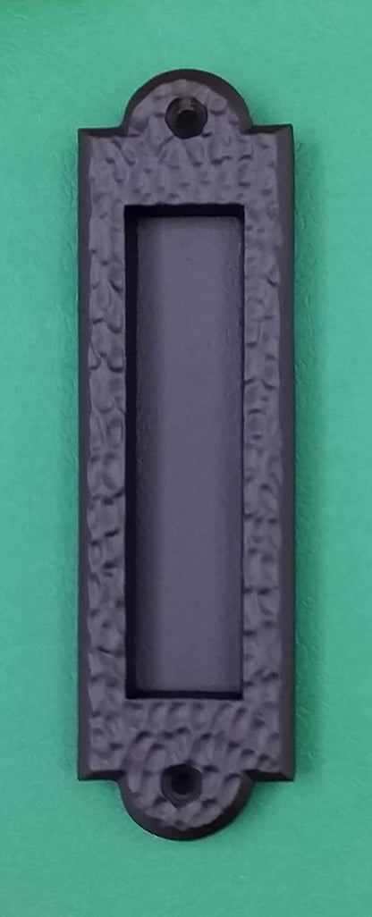 Flush Pull Handle, Finger Pull with Distressed, Pitted Look, Matte Bronze finish - Wild West Hardware