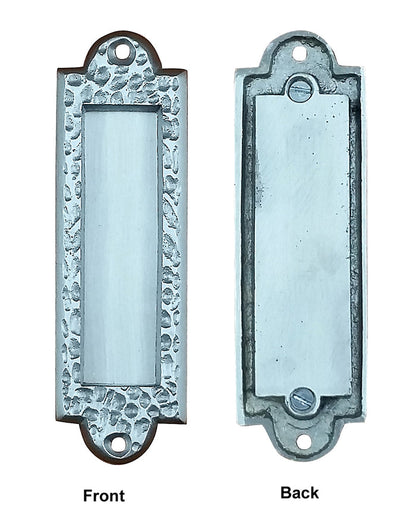 Flush Pull Handle, Finger Pull with Distressed, Pitted Look, Satin Nickel - Wild West Hardware