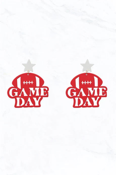 Game Day Metal Cutout Earrings Red