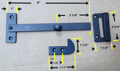 Plain Rectangular Gate Thumb Latch Dimensions - Matte Black powder coat finish - Wild West Hardware