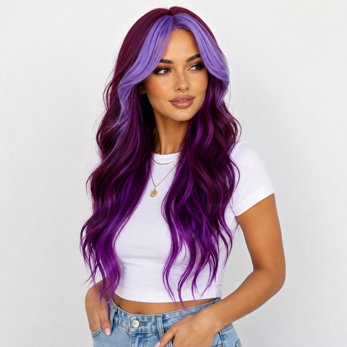 "Harmony" - Long Wavy Ombre Purple Wig