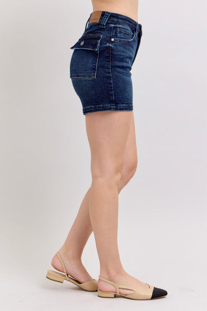 High Waist Back Flap Pocket Shorts 150304