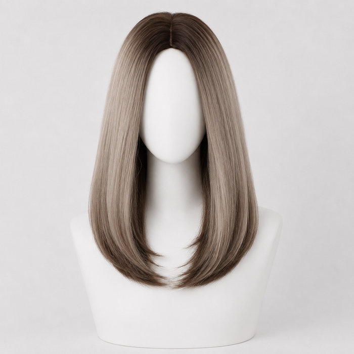 "Jenna" - Short Rooted Blonde Wig with Low Lites
