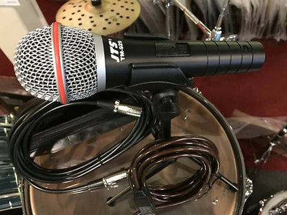 JTS TM-929 (SM58 Clone) XLR/USB Mic Podasting Bundle Package w/ 2 Cables, Tripod Stand & Case