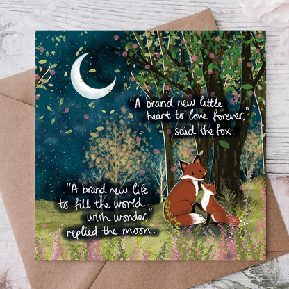 'Little Heart' - Fox Under The Moon New Baby Card