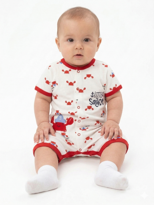 Little sailor - half Sleeve- Summer Romper off white