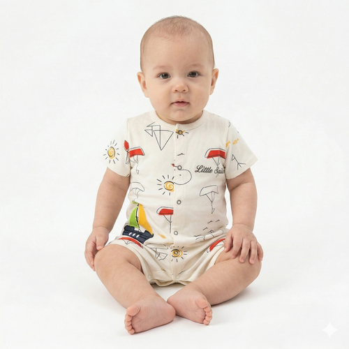 Little sailor - half Sleeve- Summer Romper Off white