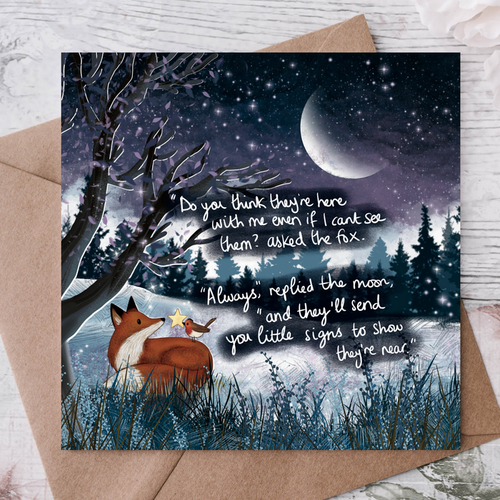 'Little Signs' - Fox Under The Moon Sympathy Card