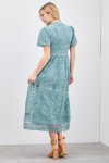 Mock Neck Lace Maxi Dress - Teal