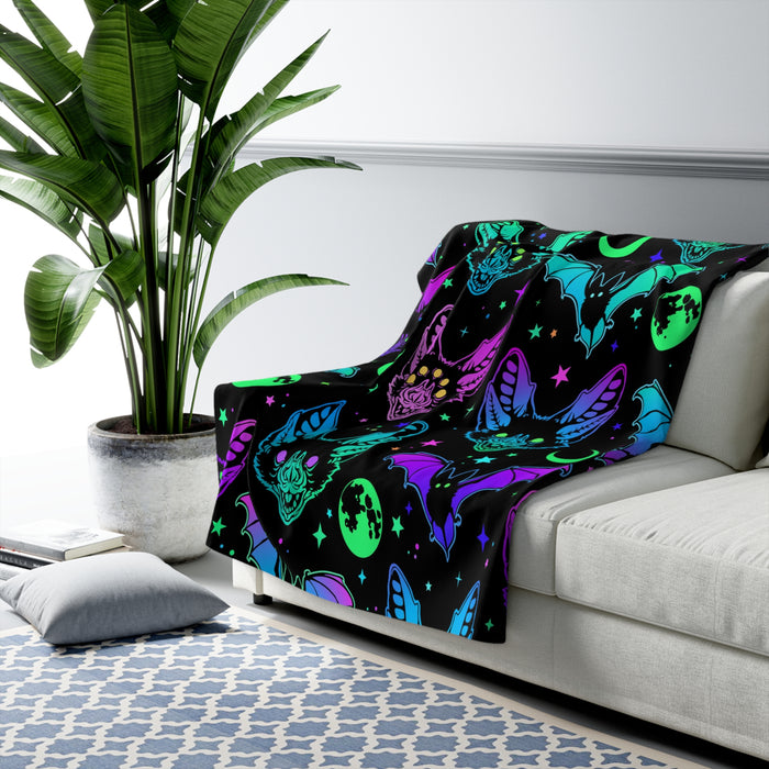 Neon Bats Sherpa Fleece Blanket