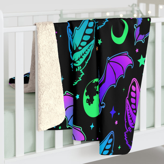 Neon Bats Sherpa Fleece Blanket