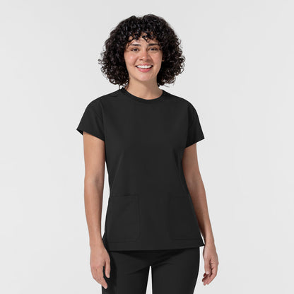 NURTUR Women's Cap Sleeve Crew Neck Scrub Top Black