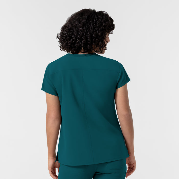 NURTUR Women's Cap Sleeve Crew Neck Scrub Top Caribbean back view