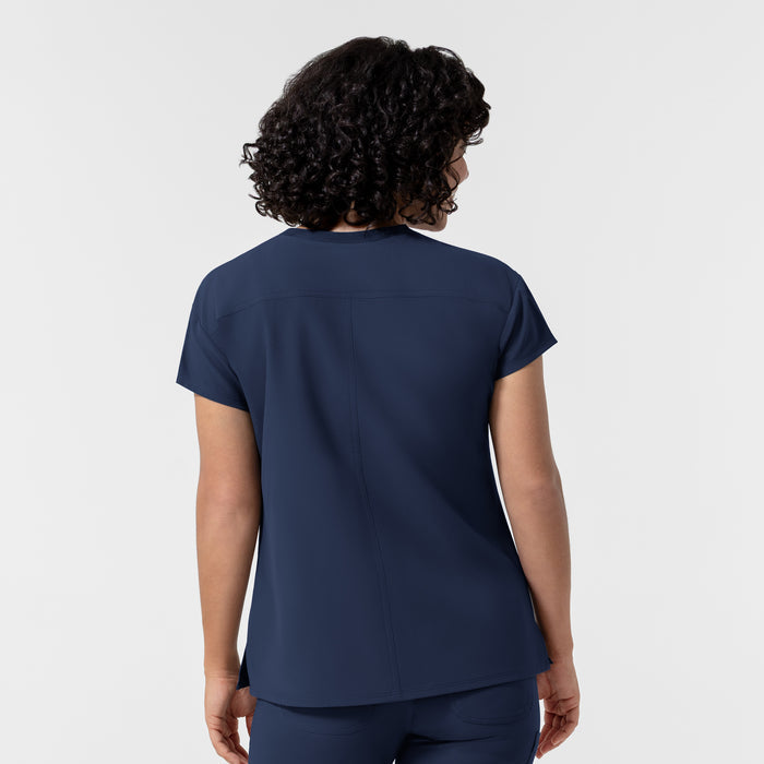 NURTUR Women's Cap Sleeve Crew Neck Scrub Top Navy back view