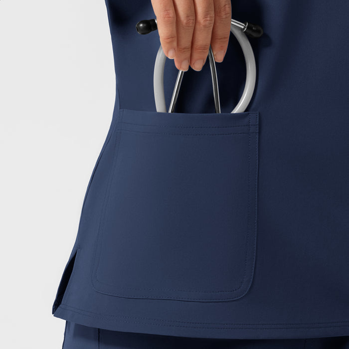 NURTUR Women's Cap Sleeve Crew Neck Scrub Top Navy front detail