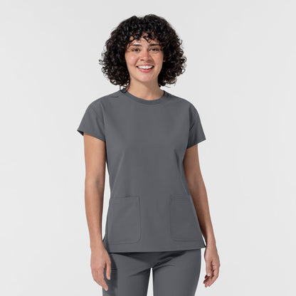 NURTUR Women's Cap Sleeve Crew Neck Scrub Top Pewter