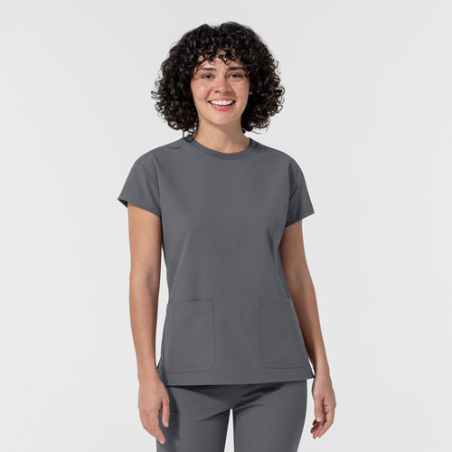 NURTUR Women's Cap Sleeve Crew Neck Scrub Top Pewter