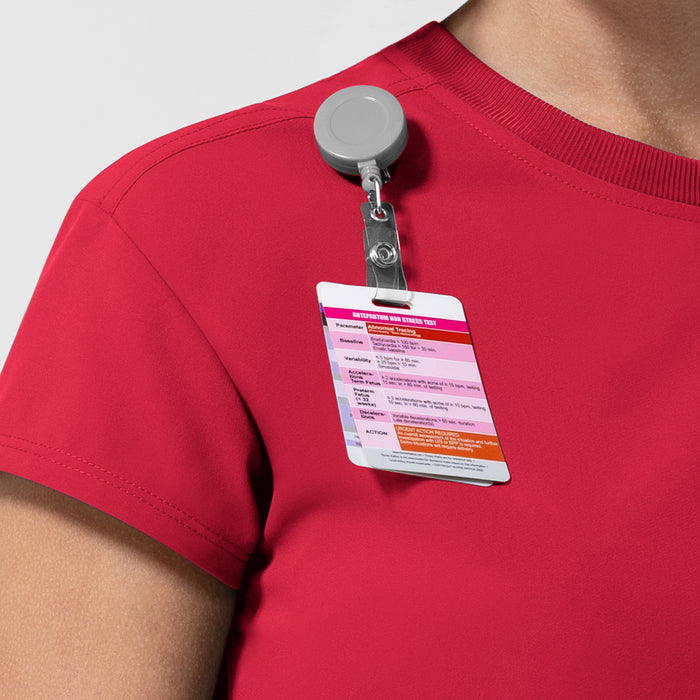 NURTUR Women's Cap Sleeve Crew Neck Scrub Top Red side detail 1
