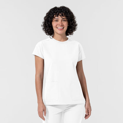 NURTUR Women's Cap Sleeve Crew Neck Scrub Top White