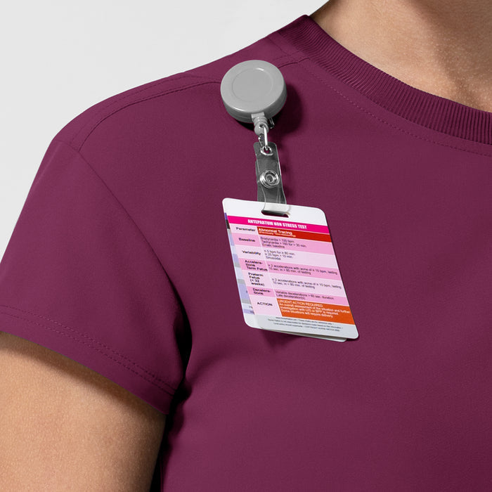NURTUR Women's Cap Sleeve Crew Neck Scrub Top Wine side detail 1