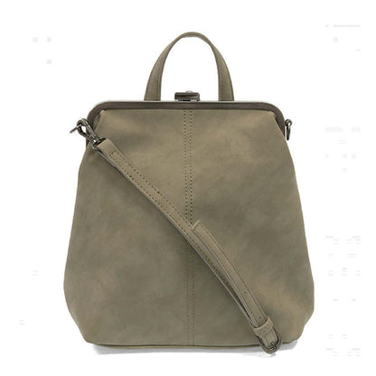 Phyllis Nubuck Frame Convertible Backpack - Cement
