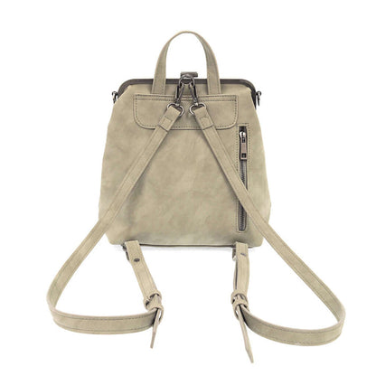 Phyllis Nubuck Frame Convertible Backpack - Cement
