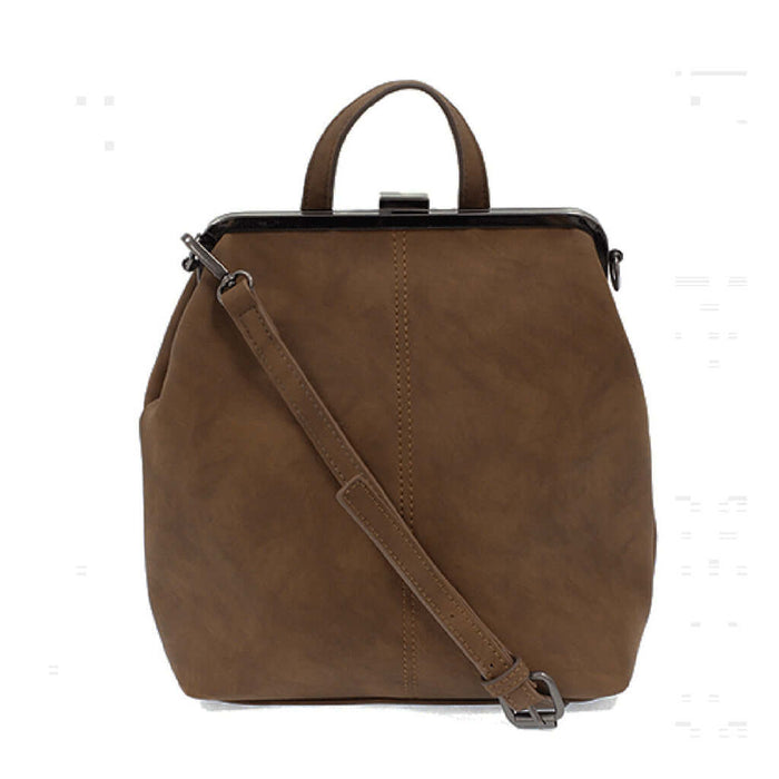 Phyllis Nubuck Frame Convertible Backpack - Chestnut