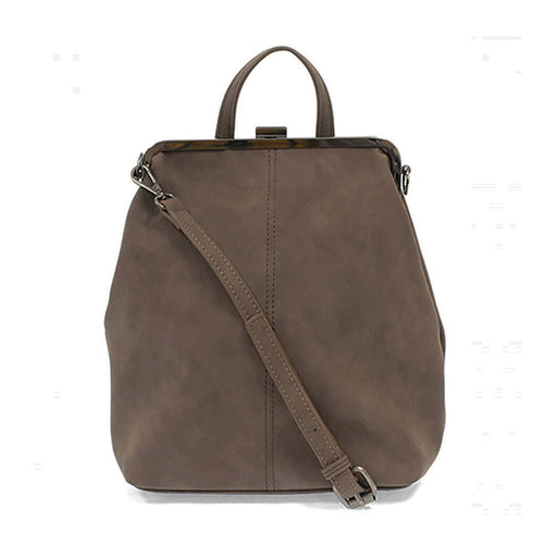 Phyllis Nubuck Frame Convertible Backpack - Chocolate