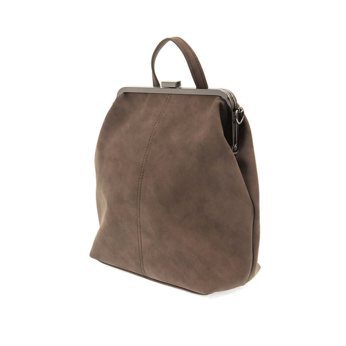 Phyllis Nubuck Frame Convertible Backpack - Chocolate