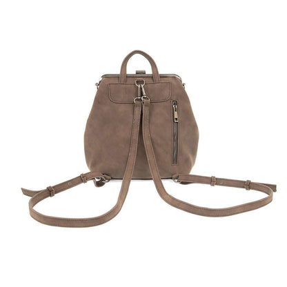 Phyllis Nubuck Frame Convertible Backpack - Chocolate