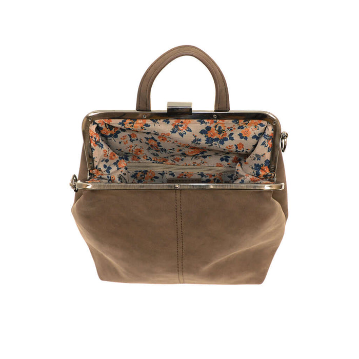 Phyllis Nubuck Frame Convertible Backpack - Chocolate