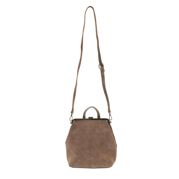 Phyllis Nubuck Frame Convertible Backpack - Chocolate