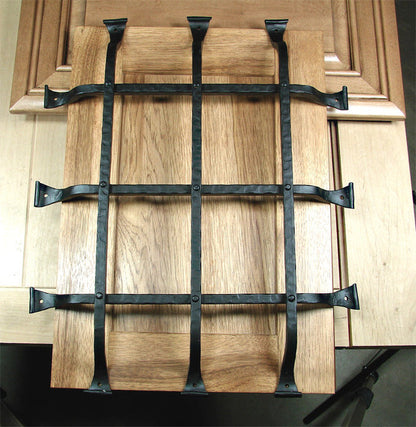 Premium Curled Tip Speakeasy Grille  - Size: 16" x 20"  6 Bars, Black Powder Coat finish - Wild West Hardware