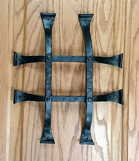 Premium Curled Tip Speakeasy Grille  - Size: 8" x 10" - 4 Bars, Black Powder Coat finish - Wild West Hardware
